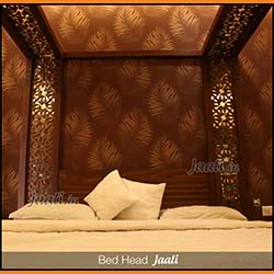 Royal master bedroom bed head Jaali made form rubber wood